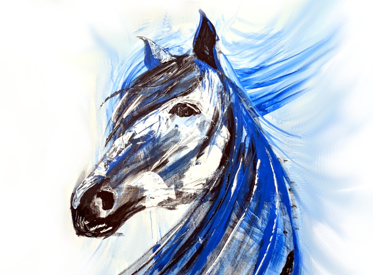 a blue horse 